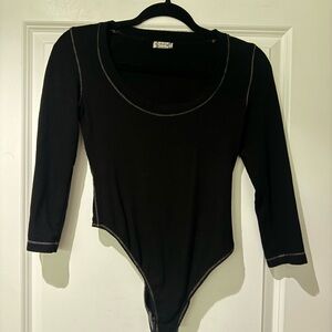 Free People Black Ribbed Top
